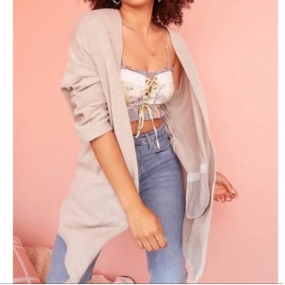 Anthropologie’s DONNi. Lagenlook Striped Ribbed Open Cardigan Sweater One Size